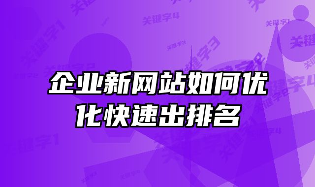 西藏企业新网站如何优化快速出排名
